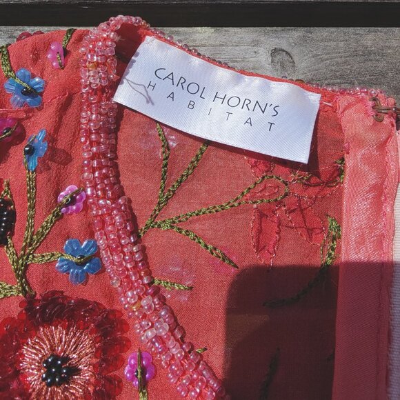Carol Horns Habitat Silk Tank Beaded Vintage Embroidered - Picture 3 of 4